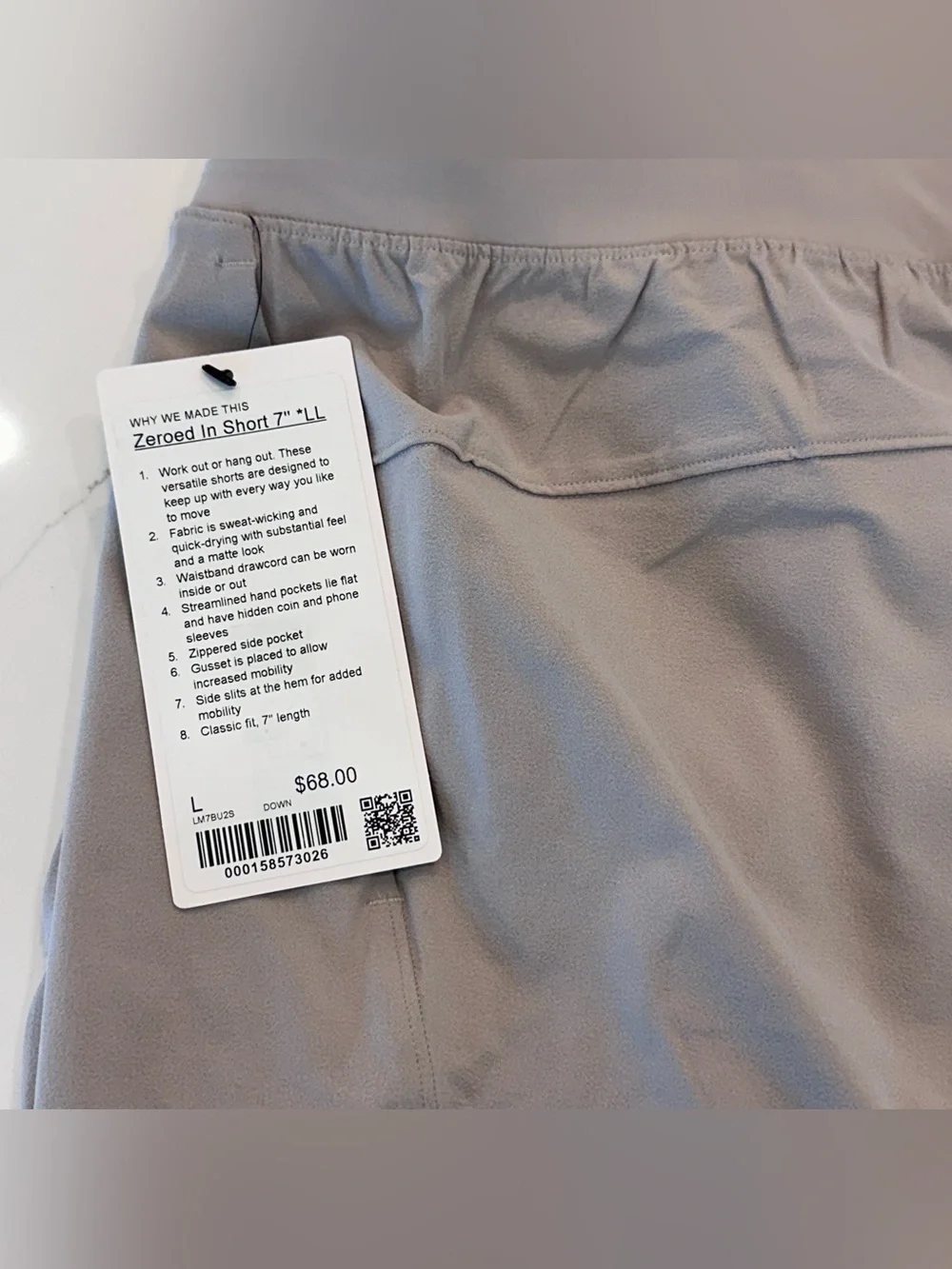 Lululemon Men's Zeroed In Short 7” Sz Large Downtown Tan NWT